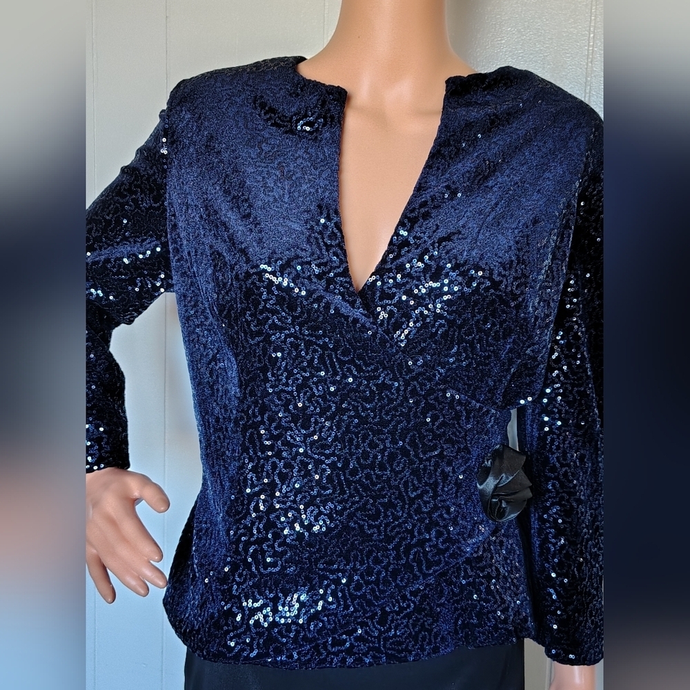 Catchet Elegant Navy Sequin Women's Top Size 14